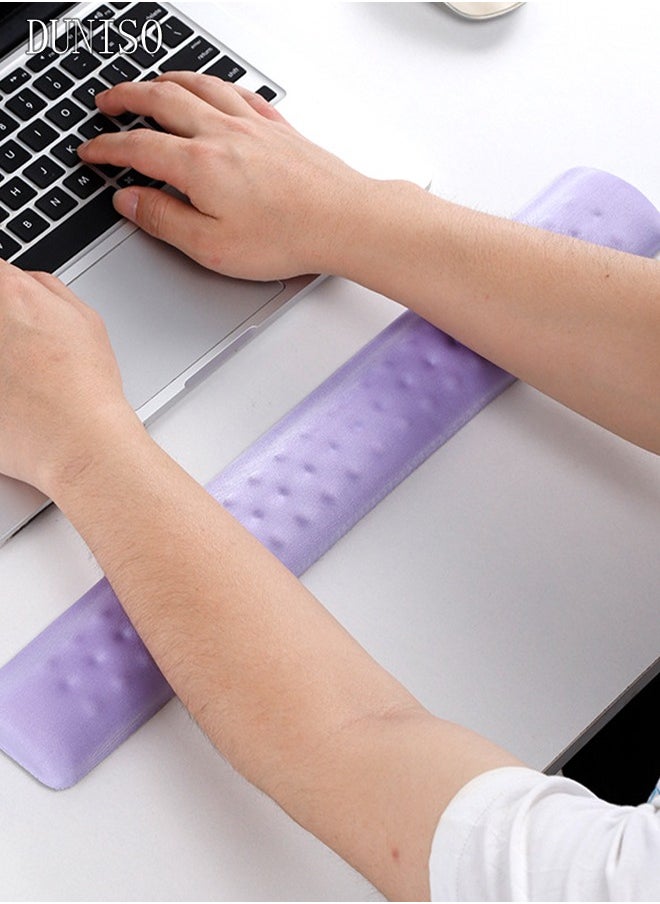 DUNISO - Wrist Rest Support For Mouse Pad & Keyboard Set, Ergonomic Mousepad Non-Slip Base, Soft Memory Foam Wrist Bar And Mouse Pad Purple (21*25*2.5cm/6.5*35*2.5cm) - Image 1