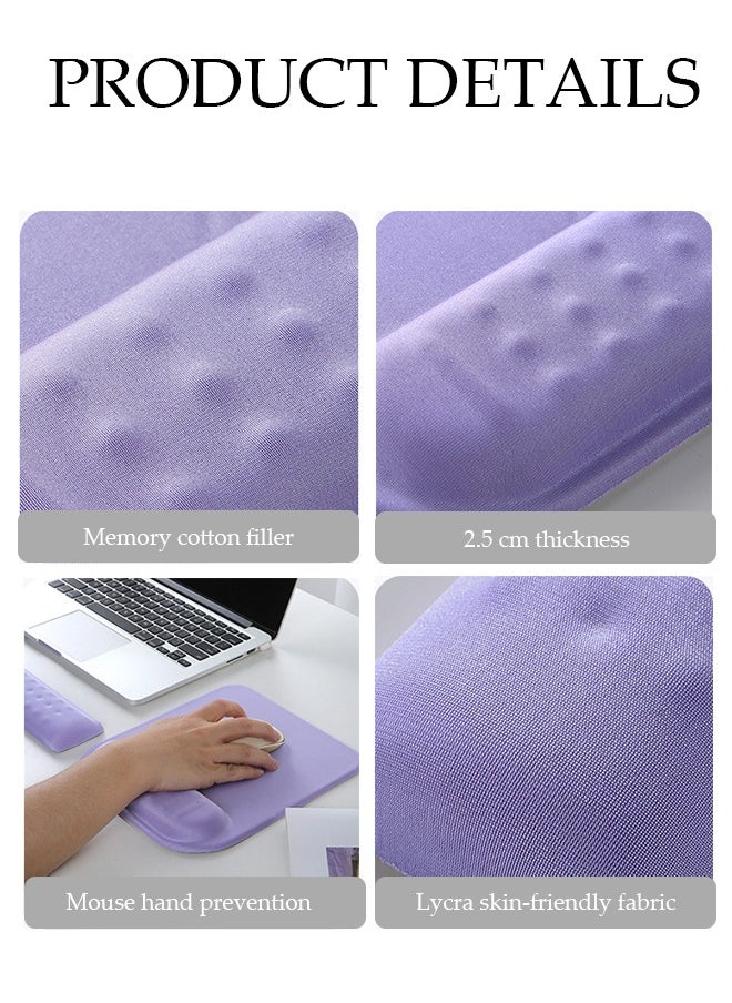 DUNISO Wrist Rest Support For Mouse Pad & Keyboard Set, Ergonomic Mousepad Non-Slip Base, Soft Memory Foam Wrist Bar And Mouse Pad Purple (21*25*2.5cm/6.5*35*2.5cm)  - Image 4