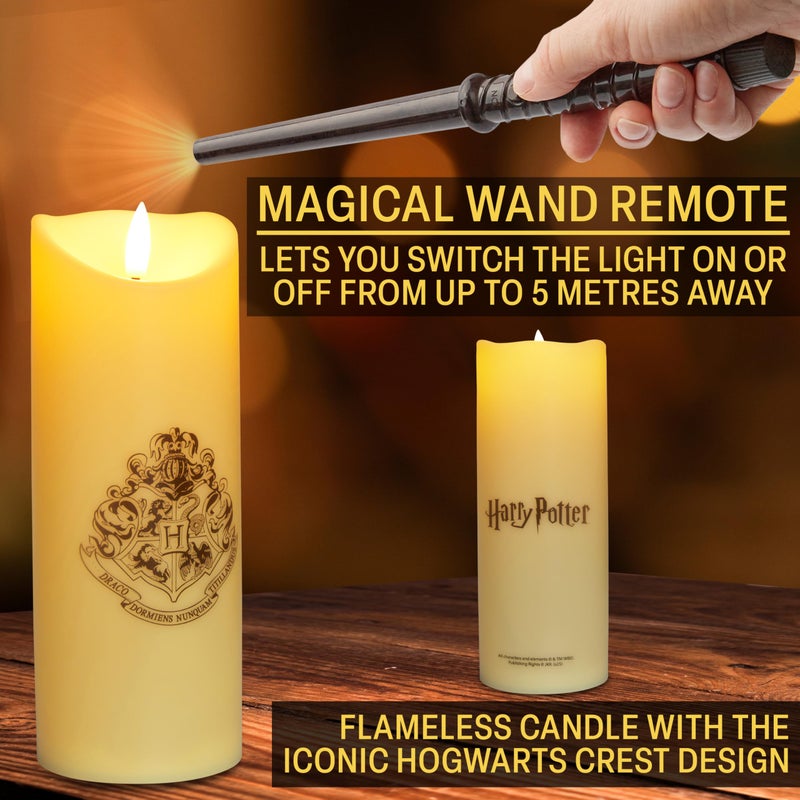Harry Potter LED Candle with Wand Remote Control Hogwarts Crest Flameless Light for Kids 16ft Spell-Cast Range Room Decor Display Nightlight Gifts - Image 2