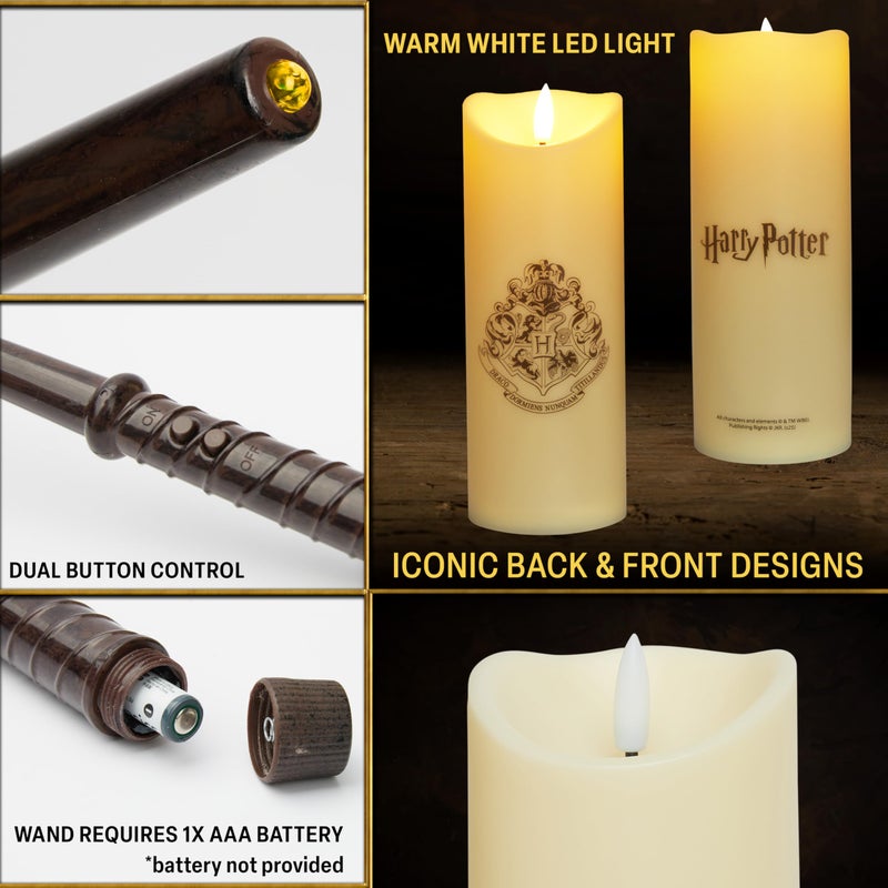 Harry Potter LED Candle with Wand Remote Control Hogwarts Crest Flameless Light for Kids 16ft Spell-Cast Range Room Decor Display Nightlight Gifts - Image 5