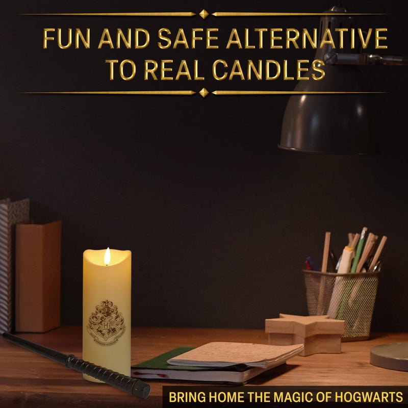 Harry Potter LED Candle with Wand Remote Control Hogwarts Crest Flameless Light for Kids 16ft Spell-Cast Range Room Decor Display Nightlight Gifts - Image 4