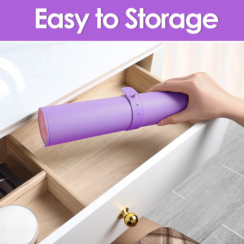 TOHONFOO Makeup Mat for Vanity to Protect Desk Top 23.6 x 11.8 in, Dual-Sided Makeup Mat, Easy to Clean Desk Pad - Waterproof and Oilproof Vanity Accessories (Purple and Pink) - Image 5