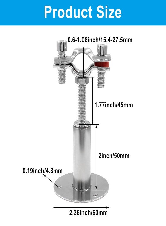 Hitefu 1/2 Inch 304 Stainless Steel Wall Mount Ceiling Pipe Supports with Screws, Adjustable Ceiling Mount Clamp Bracket Kit for Dia 19mm Diameter Pipes PVC Metal Water Pipe Tube Fitting, Set of 2 - Image 3
