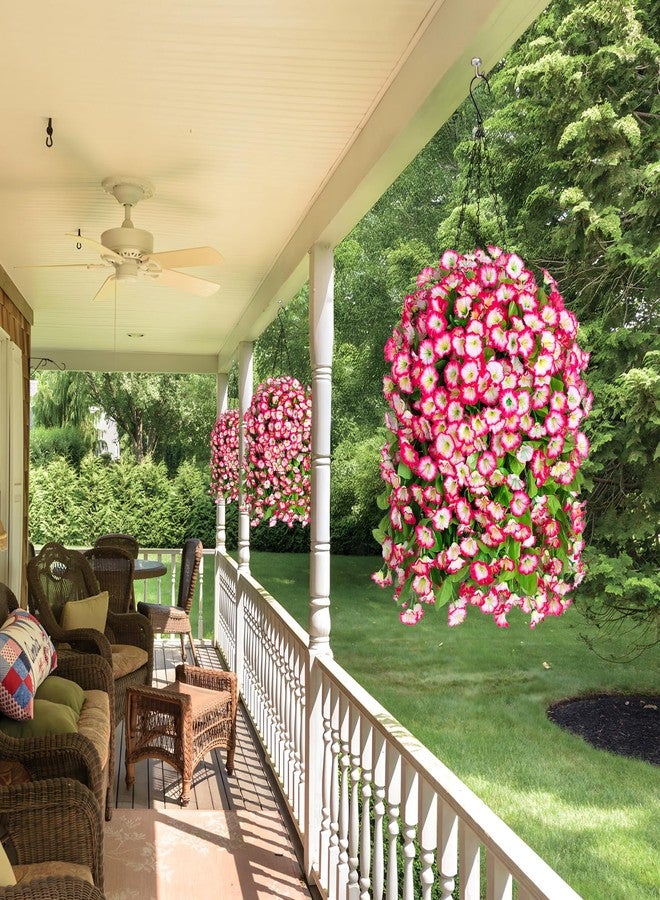 Ammyoo Artificial Hanging Flowers in 10 Inches Basket for Outdoors Indoors, Flower Hanging Planter, Fake Silk Morning Glory Vines with Pot for Home Porch Garden Yard Patio Decoration(Pink) - Image 5