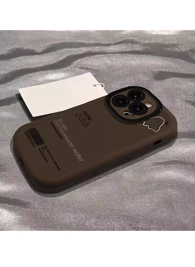 NIBEMINENT Minimalistic Little Ghost Protective TPU Case Cover For iPhone 15 Pro Max, Coffee Color