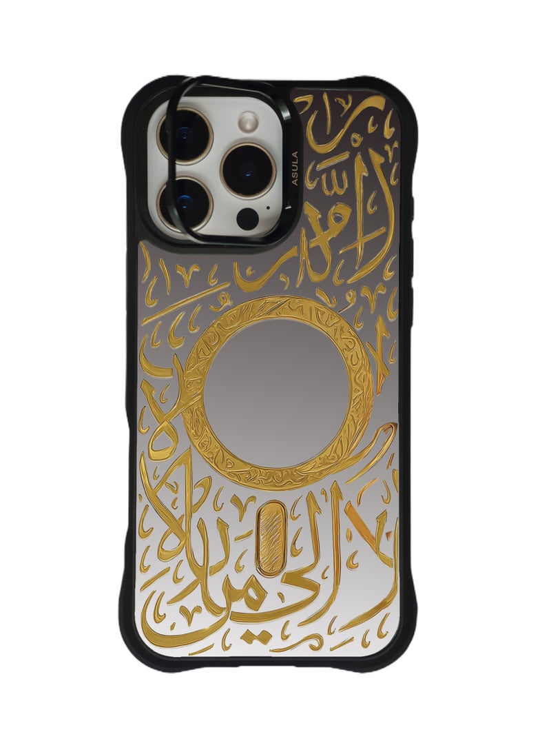 أسيل تك حافظة iPhone 16 Pro ، حلقة مغناطيسية ، غطاء مرآة قابل للتبديل ، حماية من سlip Soft Raised Edge  Drop Protection,Built-in Invisible Stand protect lens,Mirror Gold Raised Texture-Goldقوط الحافة المرتفعة الناعمة المضادة للانزلاق ، عدسة حماية الحامل غير المرئية المدمجة ، أسود ، مرآة مرآة مرفوعة بالذهب الملمس الخ - Image 1