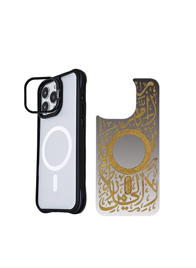أسيل تك حافظة iPhone 16 Pro ، حلقة مغناطيسية ، غطاء مرآة قابل للتبديل ، حماية من سlip Soft Raised Edge  Drop Protection,Built-in Invisible Stand protect lens,Mirror Gold Raised Texture-Goldقوط الحافة المرتفعة الناعمة المضادة للانزلاق ، عدسة حماية الحامل غير المرئية المدمجة ، أسود ، مرآة مرآة مرفوعة بالذهب الملمس الخ - Image 2