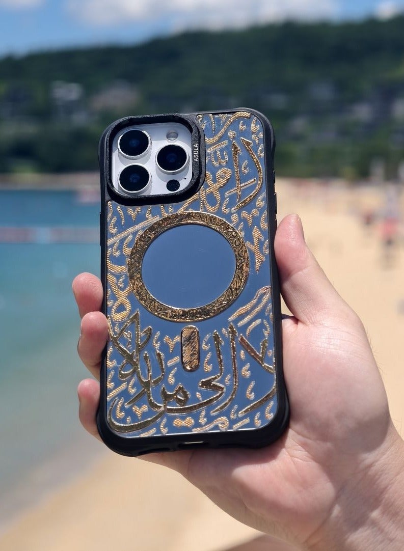 أسيل تك حافظة iPhone 16 Pro ، حلقة مغناطيسية ، غطاء مرآة قابل للتبديل ، حماية من سlip Soft Raised Edge  Drop Protection,Built-in Invisible Stand protect lens,Mirror Gold Raised Texture-Goldقوط الحافة المرتفعة الناعمة المضادة للانزلاق ، عدسة حماية الحامل غير المرئية المدمجة ، أسود ، مرآة مرآة مرفوعة بالذهب الملمس الخ - Image 4