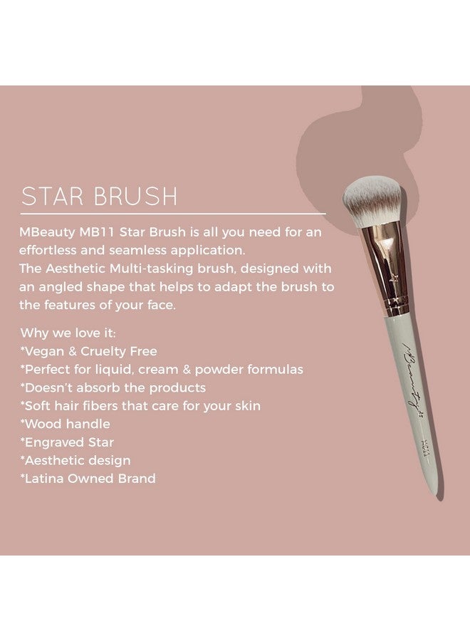 أم بيوتي فرشاة مكياج Starbrush Mb11، لون عاجي ونحاسي، مصنوعة من الخشب بنسبة 100%، ومصممة لتكون مقاومة للماء، وبنية شعرية ليفية فائقة النعومة مع ألياف نباتية خالية من القسوة، علامة تجارية مملوكة لاتينية - Image 2