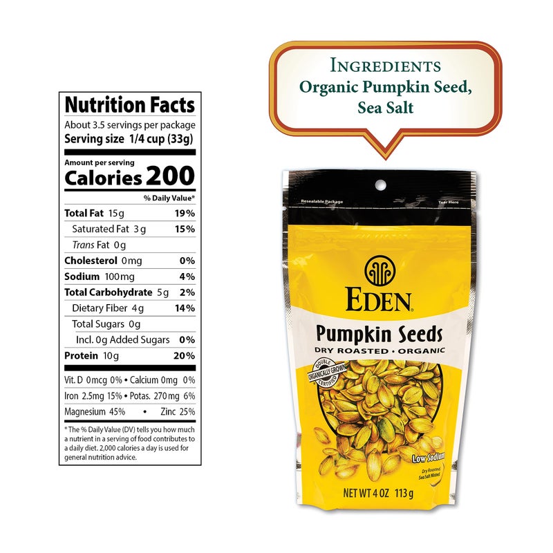 Eden Organic Pumpkin Seeds, Dry Roasted, 4 Oz - Image 2