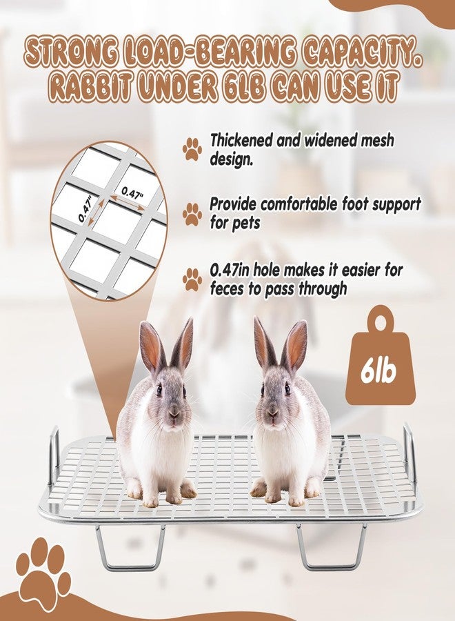 Maxcheck 2 Pcs Rabbit Litter Box, Stainless Steel Rabbit Litter Pan with 2 Grids, High Side Bunny Toilet Tray Potty Training Pan for Rats Ferret Bunny Guinea Pig(S 14.2''L x 11.2''W x 2.5''H) - Image 4