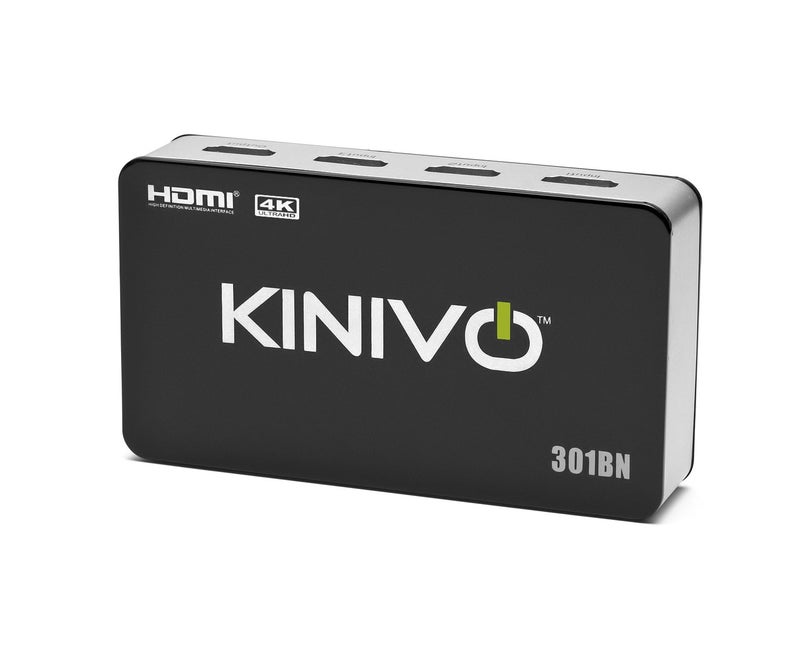 Kinivo HDMI Switch 4K HDR 301BN (3 in 1 Out, 4K 60Hz HDR, HDMI 2.0, High Speed 18Gbps, IR Remote, HDCP) - Compatible with Roku, PS5, Xbox, Apple TV, Nintendo Switch, Cable Box - Image 1