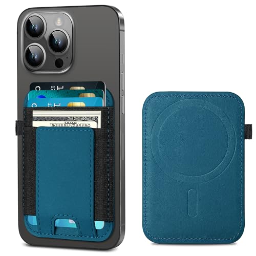 ExtreLife for Magsafe Wallet, Strongest Magnetic Wallet for iPhone 17/16/15/14/13/12 Series, for Magsafe Card Holder with 2 Card Slots, RFID Blocking, Slim, Vegan Leather, Hold 7 Cards, Blue - Image 1