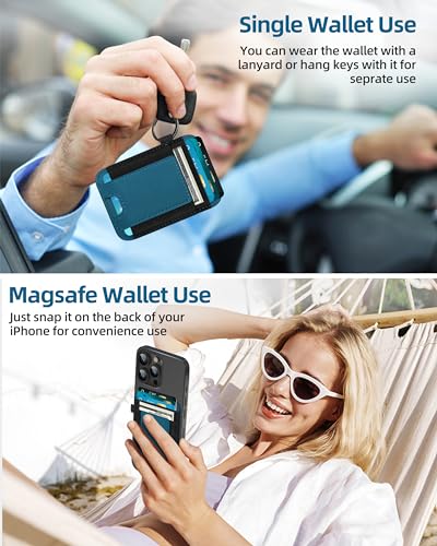 ExtreLife for Magsafe Wallet, Strongest Magnetic Wallet for iPhone 17/16/15/14/13/12 Series, for Magsafe Card Holder with 2 Card Slots, RFID Blocking, Slim, Vegan Leather, Hold 7 Cards, Blue - Image 4