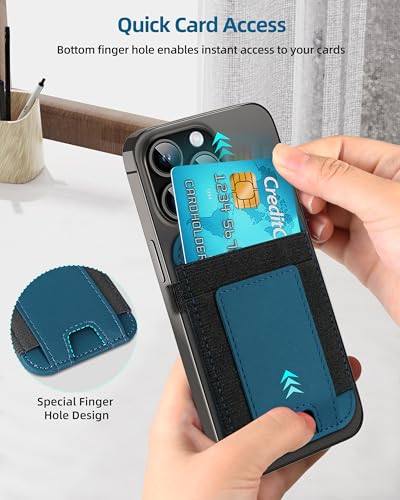 ExtreLife for Magsafe Wallet, Strongest Magnetic Wallet for iPhone 17/16/15/14/13/12 Series, for Magsafe Card Holder with 2 Card Slots, RFID Blocking, Slim, Vegan Leather, Hold 7 Cards, Blue - Image 5