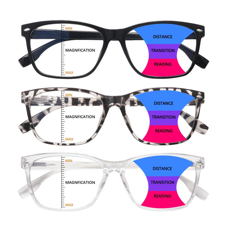 Clasaga Progressive Multifocus Reading Glasses For Women  Blue Light Blocking Ladies Computer Readers With Spring Hinge (3 Mix Color  1.5  Multiplier_X) - Image 1