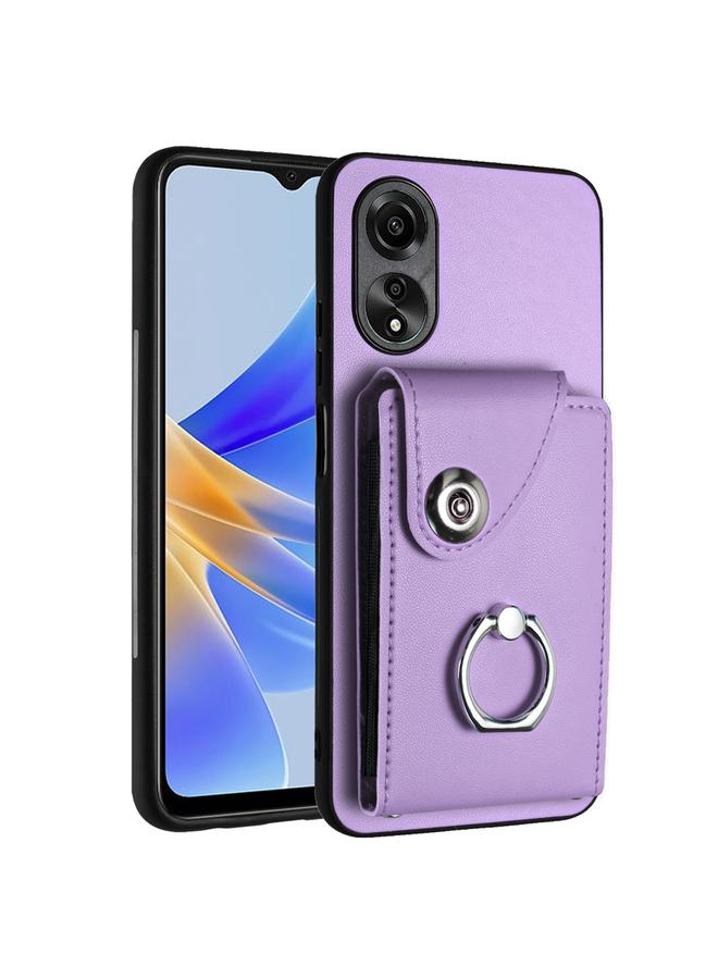 اس-توب جراب لهاتف OPPO A17 Global مع حامل بطاقات وحلقة من البولي يوريثان - Image 1