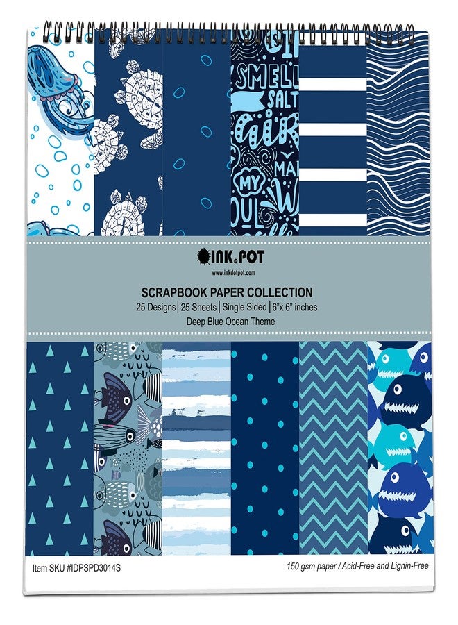 Inkdotpot 25 Sheets Deep Blue Theme Scrapbook Paper Pad 6x6, Single-Sided Scrapbook Paper- Colorful Cardstock Paper Scrapbooking DIY Decorative Background Cardmaking Supplies- Journal Craft Paper - Image 1