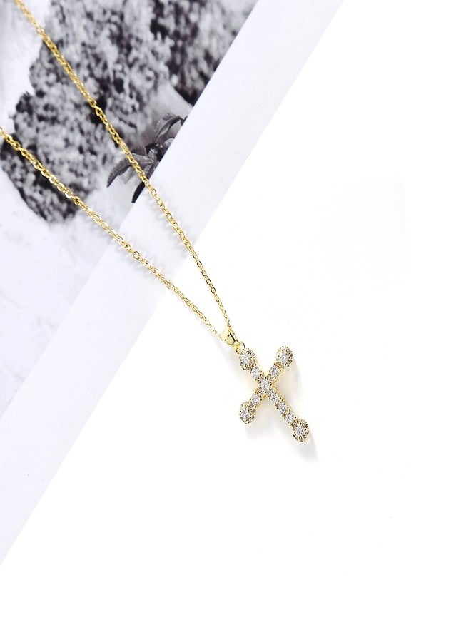 LLIYSOUN Cross Pendant Necklace for Women Jewelry Gold Cross Necklaces for Women Cross Necklace Minimalist Trendy Jewelry Valentines Day, 15.7 inches, Titanium Steel, Cubic Zirconia - Image 2
