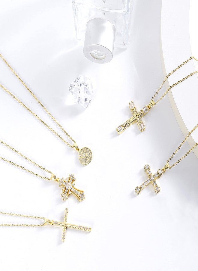 LLIYSOUN Cross Pendant Necklace for Women Jewelry Gold Cross Necklaces for Women Cross Necklace Minimalist Trendy Jewelry Valentines Day, 15.7 inches, Titanium Steel, Cubic Zirconia - Image 3