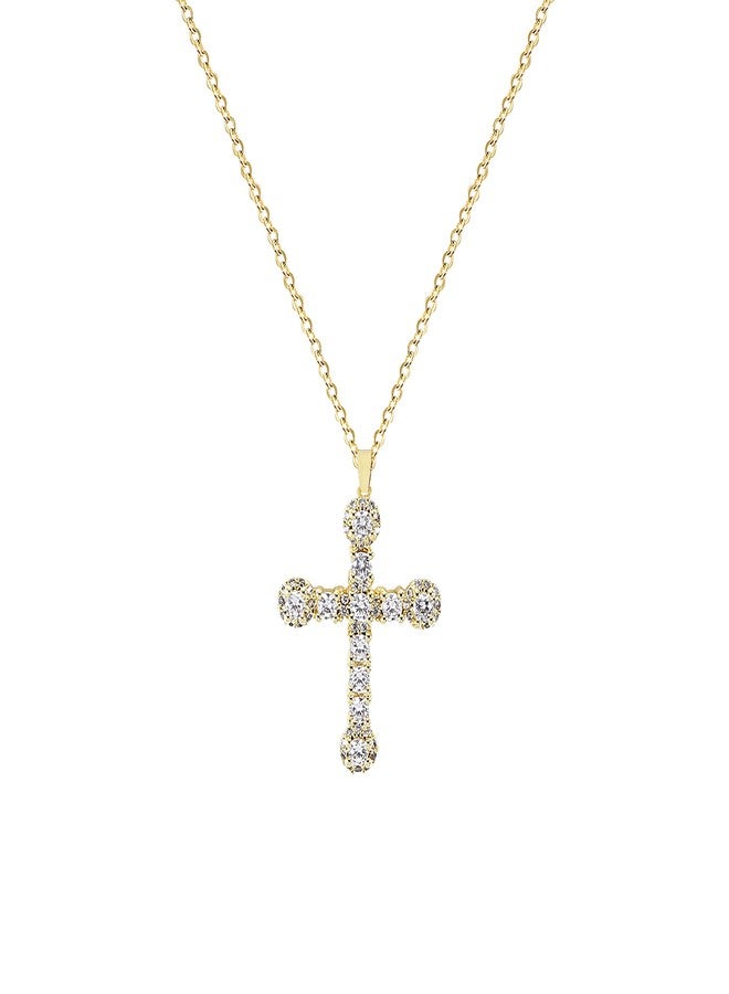 LLIYSOUN Cross Pendant Necklace for Women Jewelry Gold Cross Necklaces for Women Cross Necklace Minimalist Trendy Jewelry Valentines Day, 15.7 inches, Titanium Steel, Cubic Zirconia - Image 1