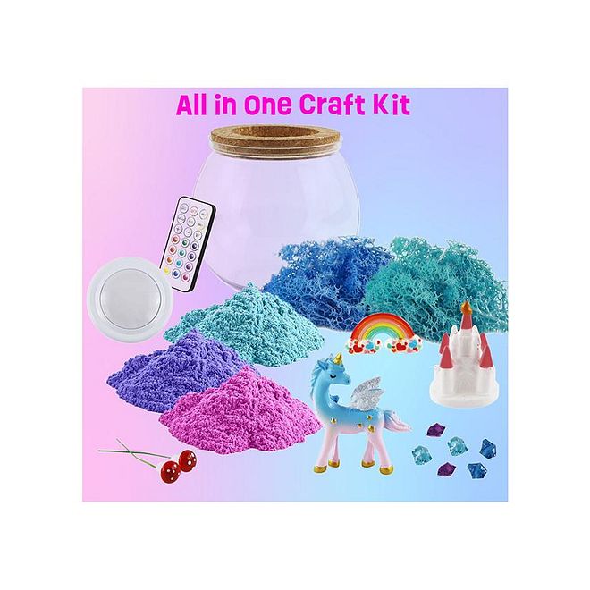 ESSEN Unicorn Terrarium DIY Craft Kit With Remote, 13-colored LED, 3 Adjustable Light Modes, Easy To Assemble, 5 Years+, 15 x 15 x 14 cm - 13 Pieces - Image 2