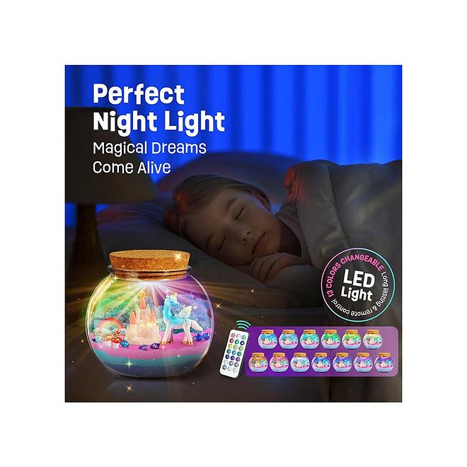 ESSEN Unicorn Terrarium DIY Craft Kit With Remote, 13-colored LED, 3 Adjustable Light Modes, Easy To Assemble, 5 Years+, 15 x 15 x 14 cm - 13 Pieces - Image 3