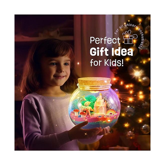 ESSEN Unicorn Terrarium DIY Craft Kit With Remote, 13-colored LED, 3 Adjustable Light Modes, Easy To Assemble, 5 Years+, 15 x 15 x 14 cm - 13 Pieces - Image 5