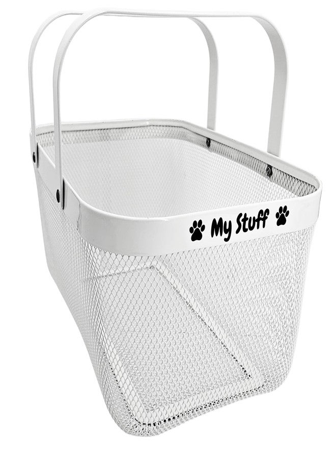 OtterPets Dog Toy Basket Metal Mesh Metal, Chew Proof, 16 (L) x 9.5 (W) x 7 (H) inches Black Dog Toy Bin, Sturdy Pet Toy Basket (White) - Image 1