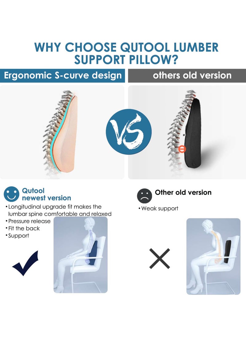 QUTOOL - Memory Foam Lumbar Support Pillow, Ergonomic Back Cushion for Pain Relief and Posture Support, with Breathable Mesh Cover and Adjustable Straps for Office Chairs, Car, Recliners and More, Black - Image 1