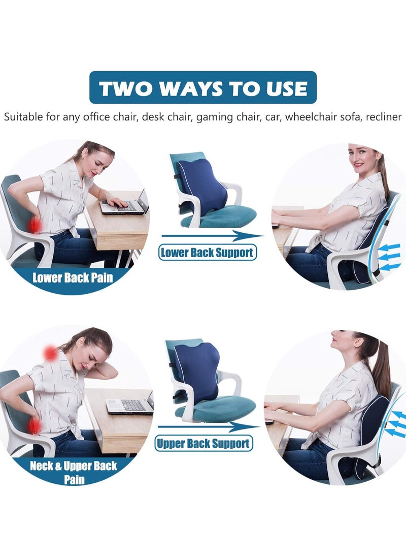 QUTOOL - Memory Foam Lumbar Support Pillow, Ergonomic Back Cushion for Pain Relief and Posture Support, with Breathable Mesh Cover and Adjustable Straps for Office Chairs, Car, Recliners and More, Black - Image 1