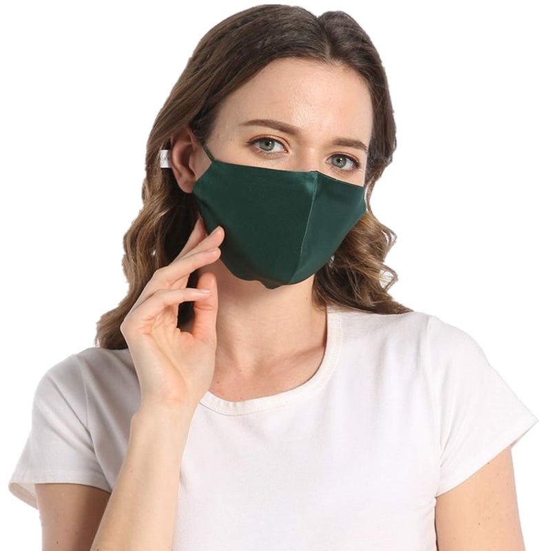 ROSEWARD 100 Mulberry Silk Face Adjustable Mask with Filter PocketGreen - Image 3