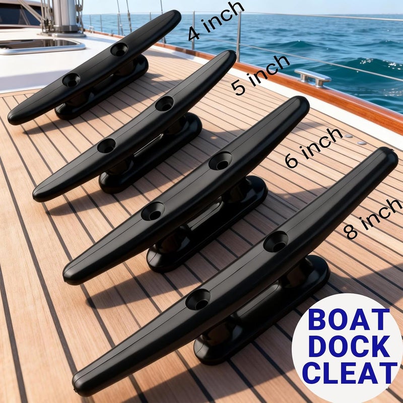 Trafu Boat Cleat Black Nylon Dock Cleat Kayak Cleat,3inch,4 inch,5 inch,6 inch,8 inch,4pack with Fasteners - Image 2