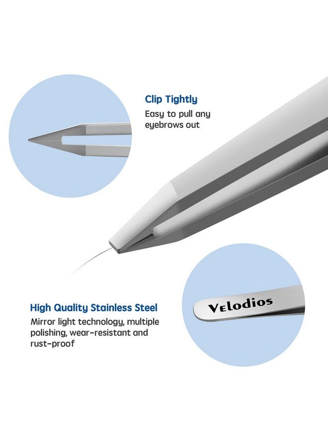 Velodios Professional Grade Slant Tweezers,Best Tweezers For Eyebrow, Facial Hair,Chin Hair And Ingrown Hair Removal, Premium Stainless Steel Slant Tip Tweezers For Women - Image 3