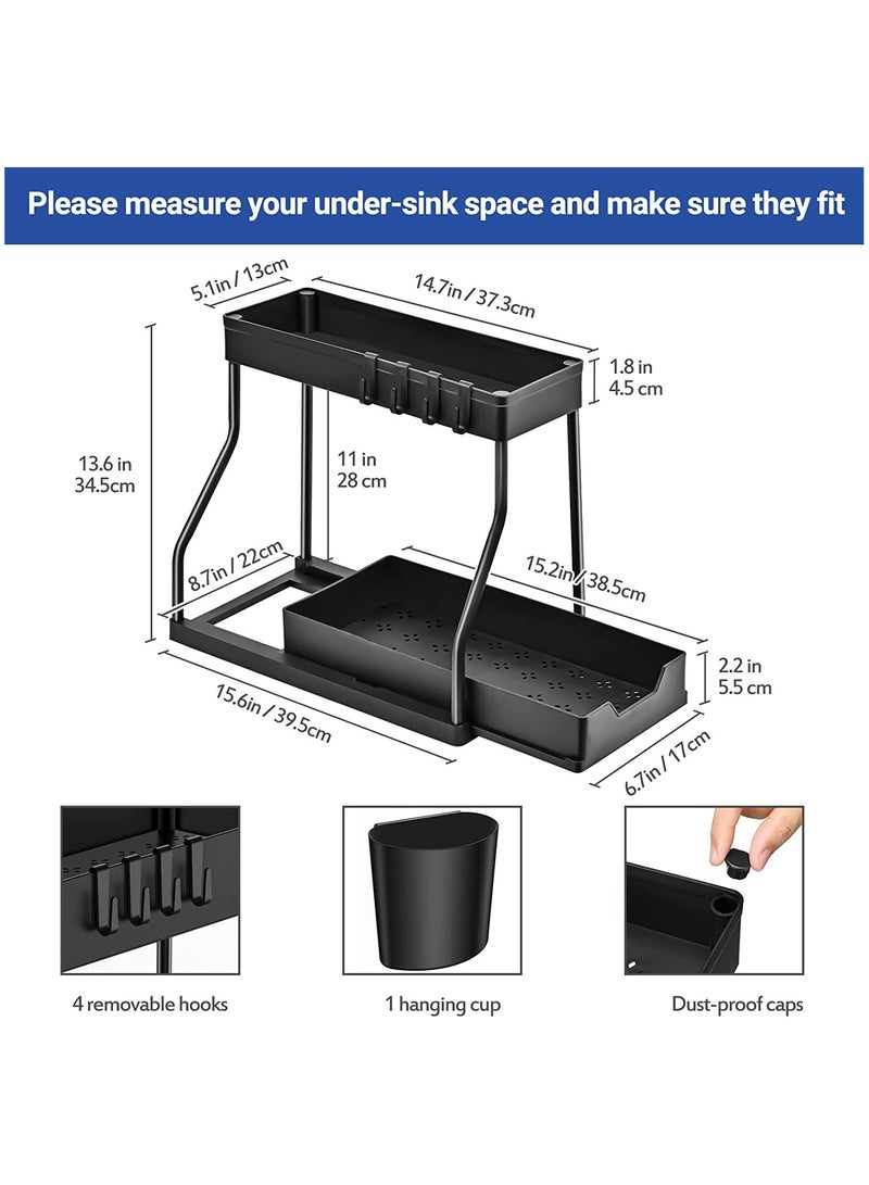 2 Pack Under Sink Organizers and Storage Pull Out Sliding Drawer 2 Tier Multi-purpose Kitchen Under the Sink Organizer Under Bathroom Sink Shelf Storage Rack for Countertop Laundry  - Image 5
