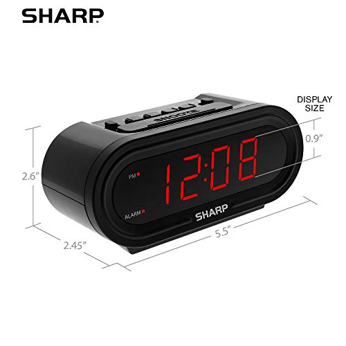 Sharp Digital Alarm with AccuSet - Automatic Smart Clock, Never Needs Setting - Great for Seniors, Kids, and Everyone who Doesn't Want to Set a Clock! Black Case with Red LEDs - Image 4