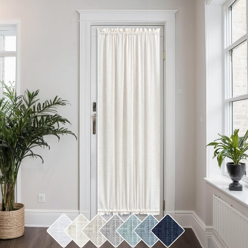KOUFALL KOUFALL Front Door Curtains for Glass Door Curtains 52 Inches Wide by 72 Inches Long Light Filtering Privacy Protected Linen Blend Farmhouse Boho Panels Bonus TieBack 1 Panel Natural Colored