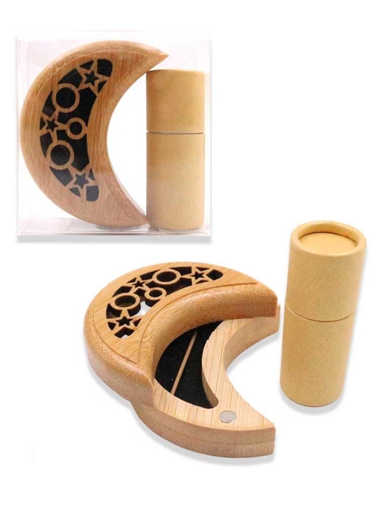 Bakhoor BoSidin Bakhoor BoSidin – Mini Incense Gift Box Moon Design Wooden Burner – A26S  - Image 2