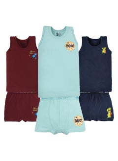 Funny Bunny Pack of 3 Cotton Tank Top Undershirts and Boxer Set for Boys  - Image 1