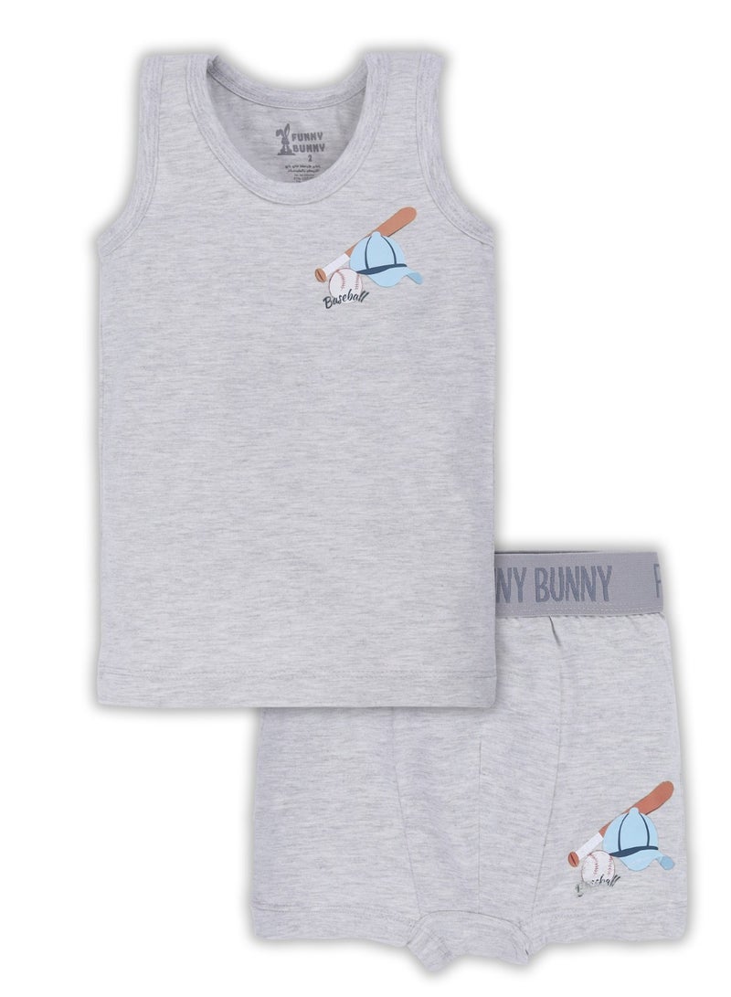 Funny Bunny Pack of 3 Cotton Tank Top Undershirts and Boxer Set for Boys  - Image 3