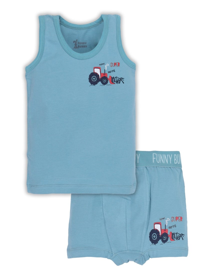 Funny Bunny Pack of 3 Cotton Tank Top Undershirts and Boxer Set for Boys  - Image 4