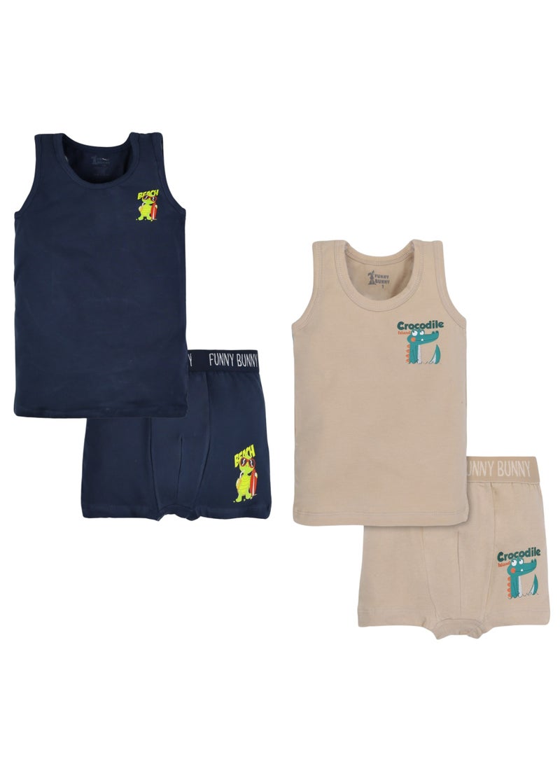 فاني باني فانى بانى باك يحتوي علي 2 اطقم اولادي داخلي فانلة حمالة و بوكسر - Image 3