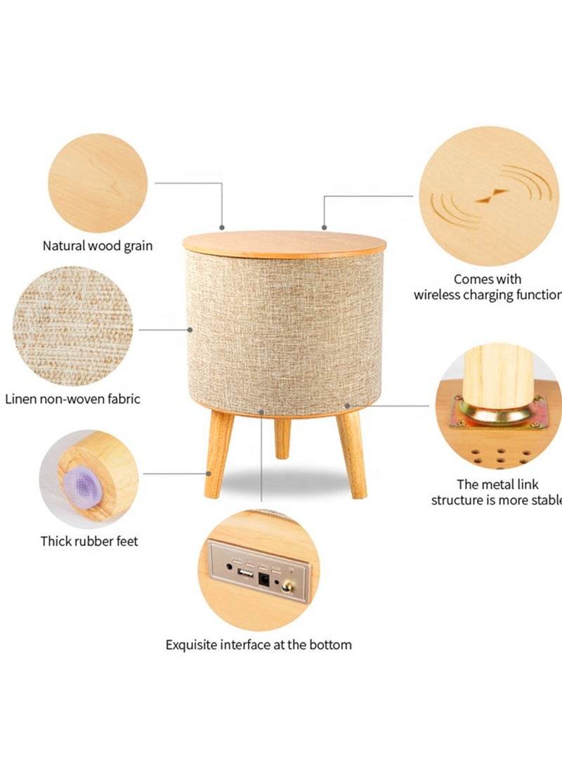 Nourest 3 in 1 Stylish Side Table with Built-in Wireless Charging and Speaker  - Image 2