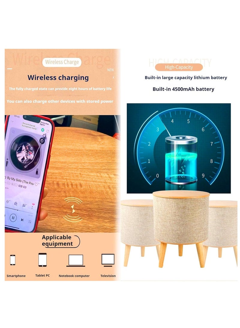 Nourest 3 in 1 Stylish Side Table with Built-in Wireless Charging and Speaker  - Image 4