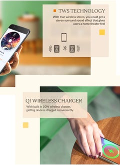 Nourest 3 in 1 Stylish Side Table with Built-in Wireless Charging and Speaker  - Image 5