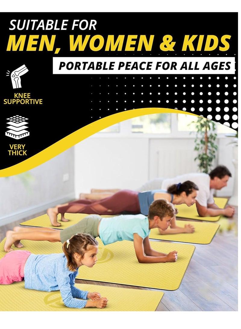 RIGID FITNESS Thick Yoga Mat - Knees Supportive Double Colors Mat for Fitness, Home & Gym Exercise Fitness Mat - Non-Slip Yoga Gym Mat with Carrying Bag - 183*66cm (8mm Thick) Gold/Black - Image 5