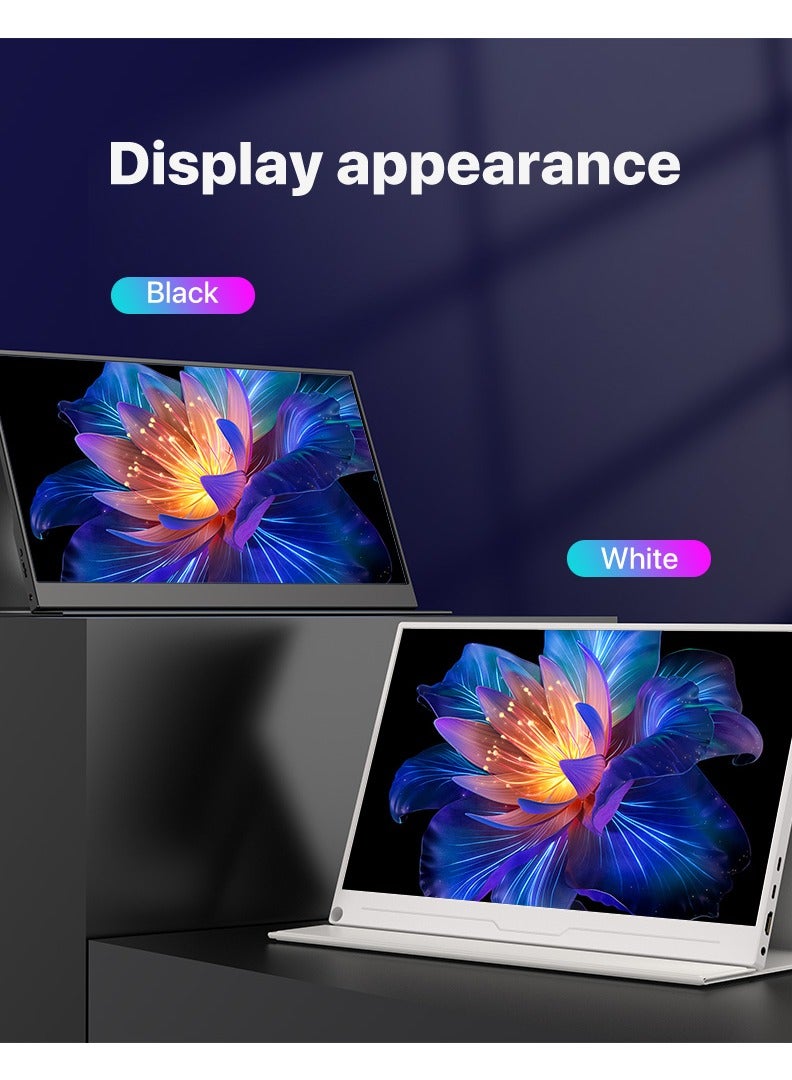 أوبيرفكت شاشة بيضاء محمولة مقاس 15.6 بوصة من UPERFECT شاشة محمولة 1920*1080 FHD شاشة USB C Mini HDMI للكمبيوتر المحمول الكمبيوتر الذكي XBO Switch PS4/5، هيكل معدني، شاشة محمولة قابلة للتركيب VESA - Image 3
