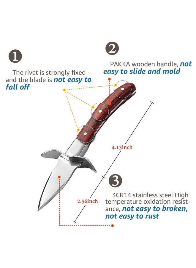 Knife with Premium Quality Wood-Handle 5-Leve Protection Food Grade Shucking Knife and Gloves Oyster Shucking Kit - Image 2