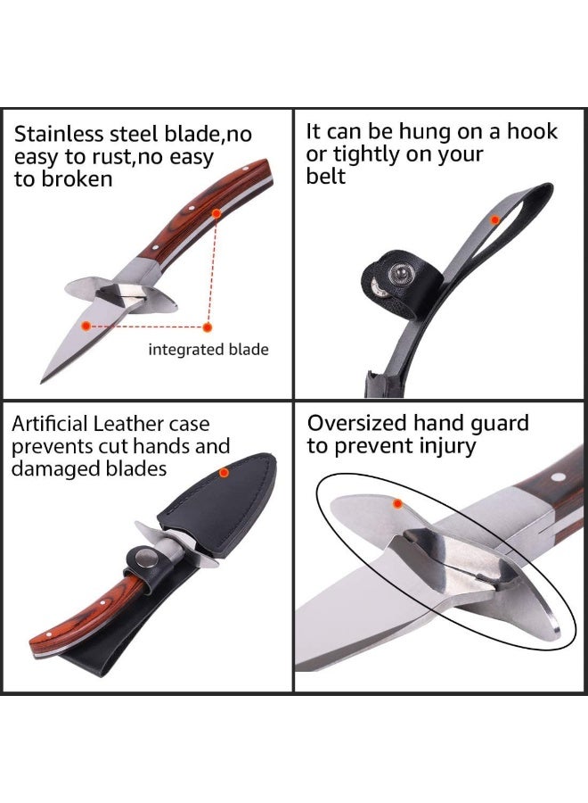 Knife with Premium Quality Wood-Handle 5-Leve Protection Food Grade Shucking Knife and Gloves Oyster Shucking Kit - Image 3