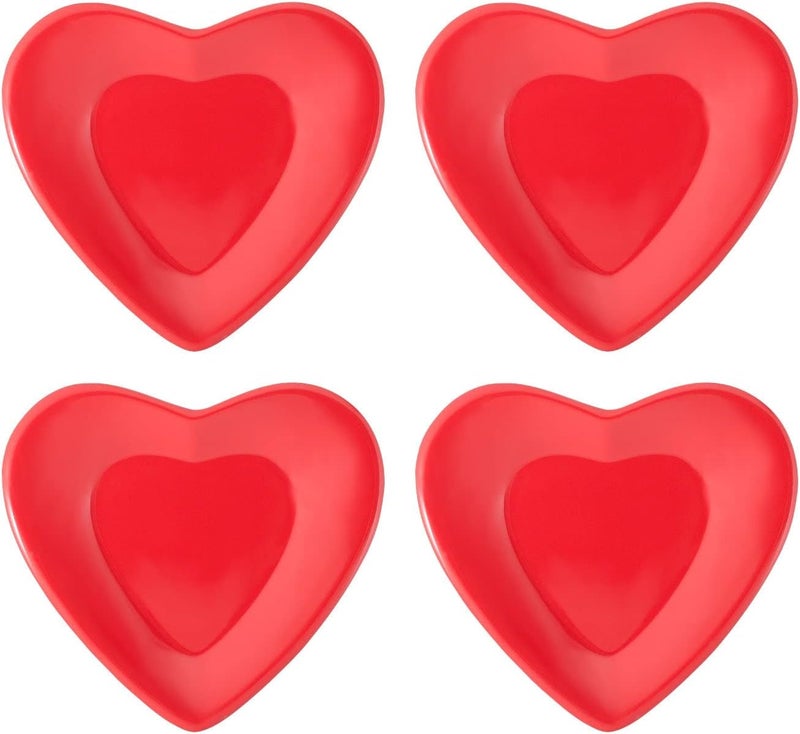 UP UPware 4Piece 475 Inch Melamine Dessert Plates Appetizer Dinner Plates Small Serving Plates Party Plates Heart Shaped Plate for Dessert Snack Fruit Side Dishes 475 Inch Heart Plate - Image 1